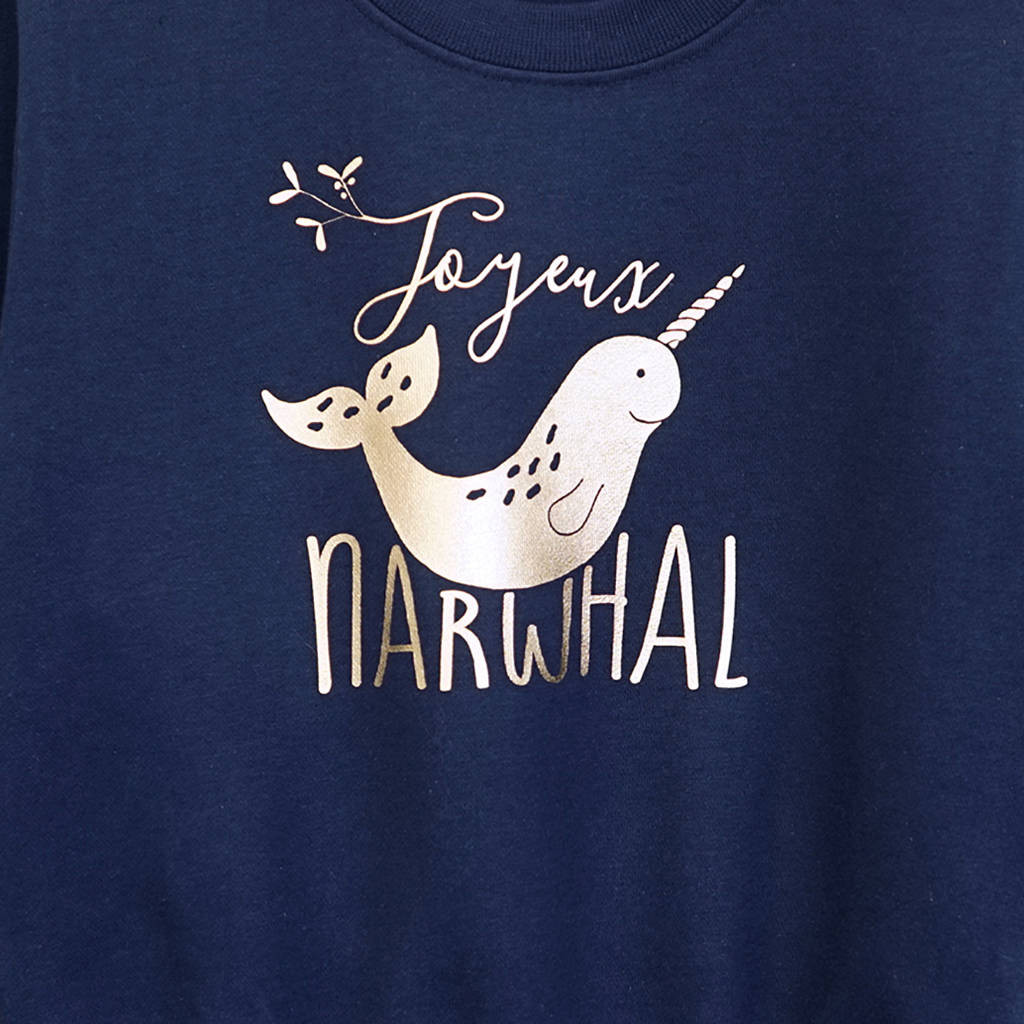 Joyeux Narwhal Children's Christmas Jumper