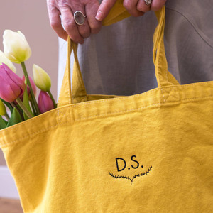 Botanical Monogram Embroidered Tote Bag Botanical Monogram Embroidered Tote Bag