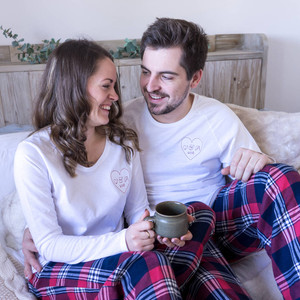 Personalised Embroidered Couples Heart Pyjamas Personalised Embroidered Couples Heart Pyjamas