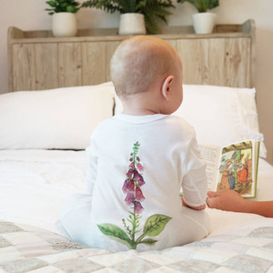 Foxglove Watercolour Baby Sleep Suit Foxglove Watercolour Baby Sleep Suit