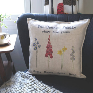 Watercolour Flowers Family Cushion Watercolour Flowers Family Cushion