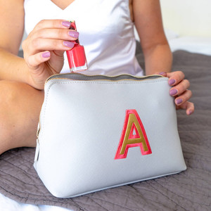 Embroidered Initial Makeup Bag Embroidered Initial Makeup Bag