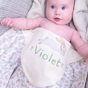 Personalised Organic Illustrated Bunny Baby Blanket Personalised Organic Illustrated Bunny Baby Blanket
