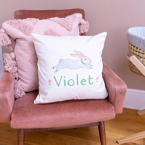 Personalised Fair Trade Illustrated Bunny Cushion Personalised Fair Trade Illustrated Bunny Cushion