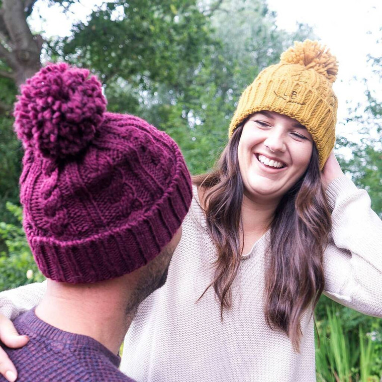 Botanical Monogram Knitted Bobble Hat