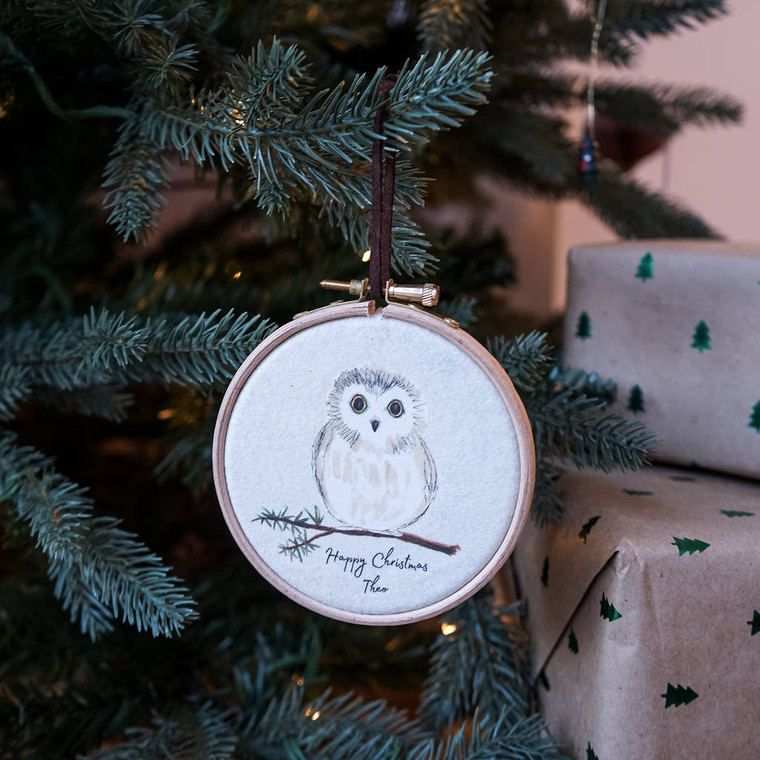 Owl Christmas Tree Hoop Decoration
