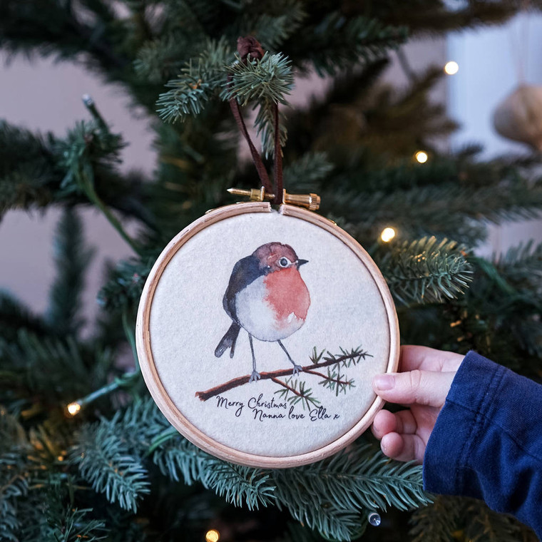 Robin Christmas Hoop Decoration