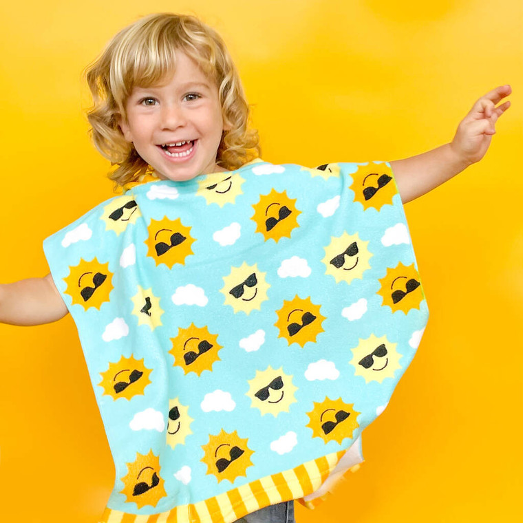 Personalised Happy Sun Toddler Hooded Towel