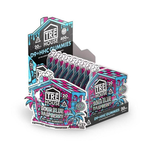 Tre House D9 HHC Gummies - 400MG 20CT Sour Blue Raspberry