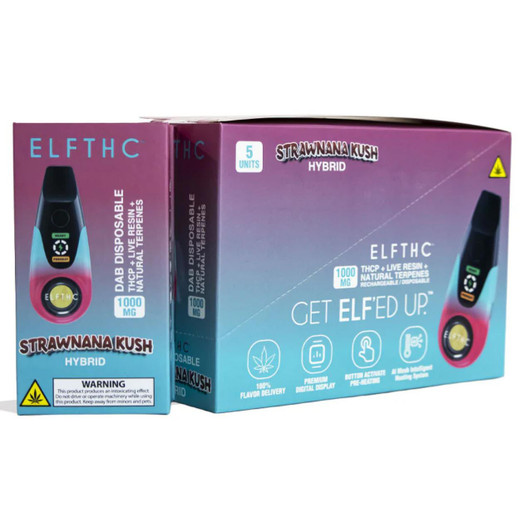 ELFTHC THCP + Live Resin Dab Pen Disposable 1G Strawnana Kush Hyrbid