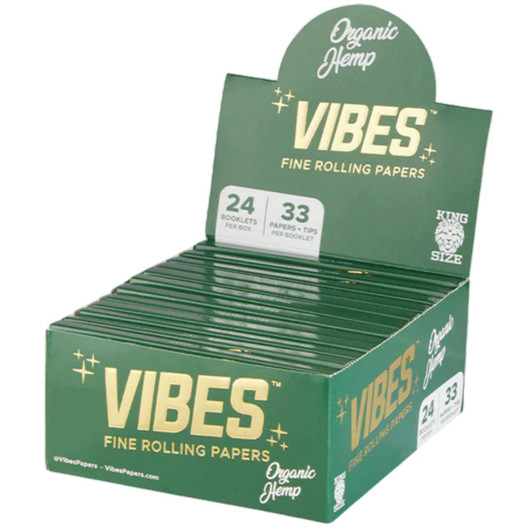VIBES PAPERS 24PK KING SIZE SLIM FILTERS ORGANIC HEMP