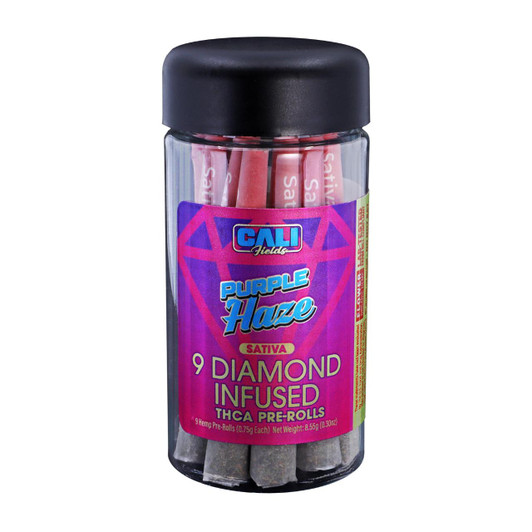 Cali Fields 9 DIamond Infused THCA Prerolls -9CT Purple HAze