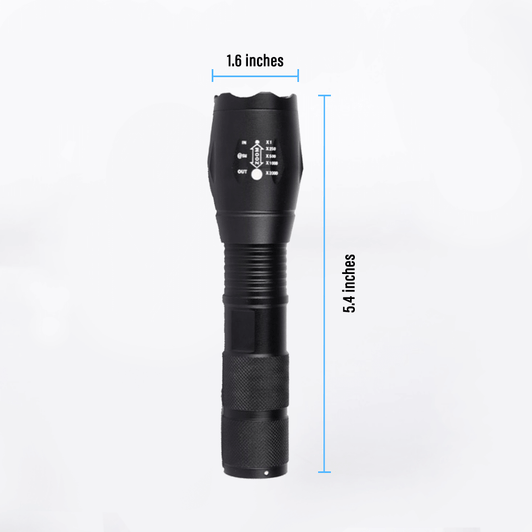 Pivoi 10W LED TacticalFlashlight, IP44 Water Resistant, Zoom focus, Metal body, 600 Lumens - Uses 1x 18650 or 3 x AAA Battery Wholesale | Pivoi Wholesale