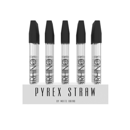 White Rhino Pyrex Dab Straw w/ Silicone Cap - 25CT Display