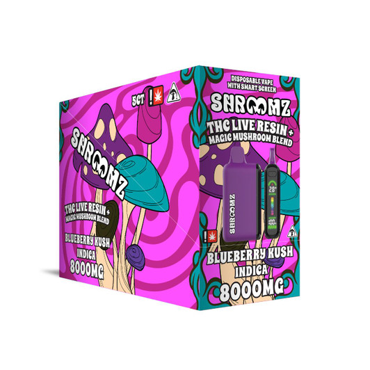 Shroomz THC Live Resin Magic Mushroom Blend Disposable 8G 5 Count Pack Box