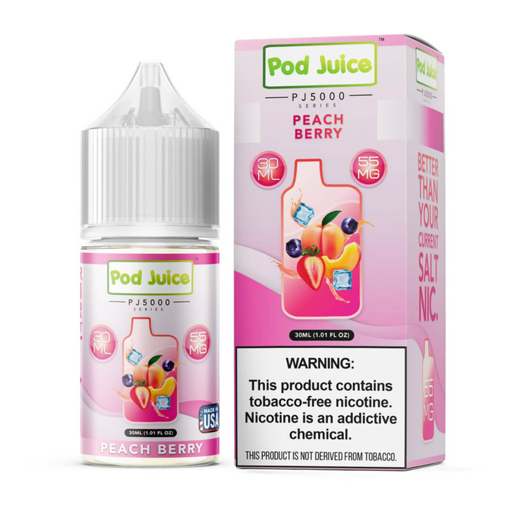 Pod Juice Salt PJ 5000 Series Peach Berry Tobacco Free Nicotine E-Juice 30ml Wholesale | Pod Juice Wholesale