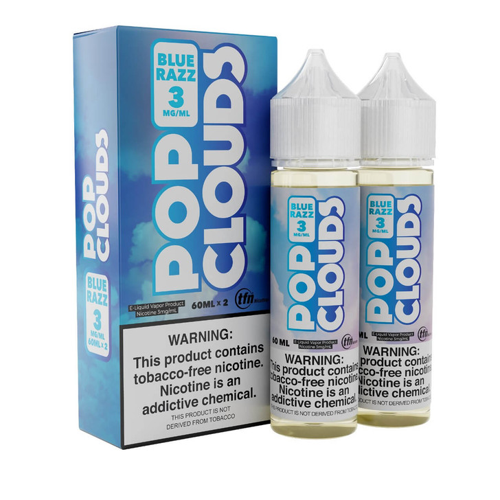 Pop Clouds Blue Razz Synthetic Nicotine 120ml E-Juice Wholesale | Pop Clouds Wholesale