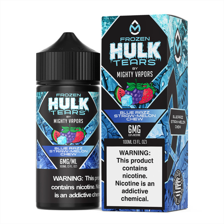 Mighty Vapors x Hulk Tears Frozen Blue Razz Straw Melon Chew 100ml E-Juice Wholesale | Mighty Vapors Wholesale