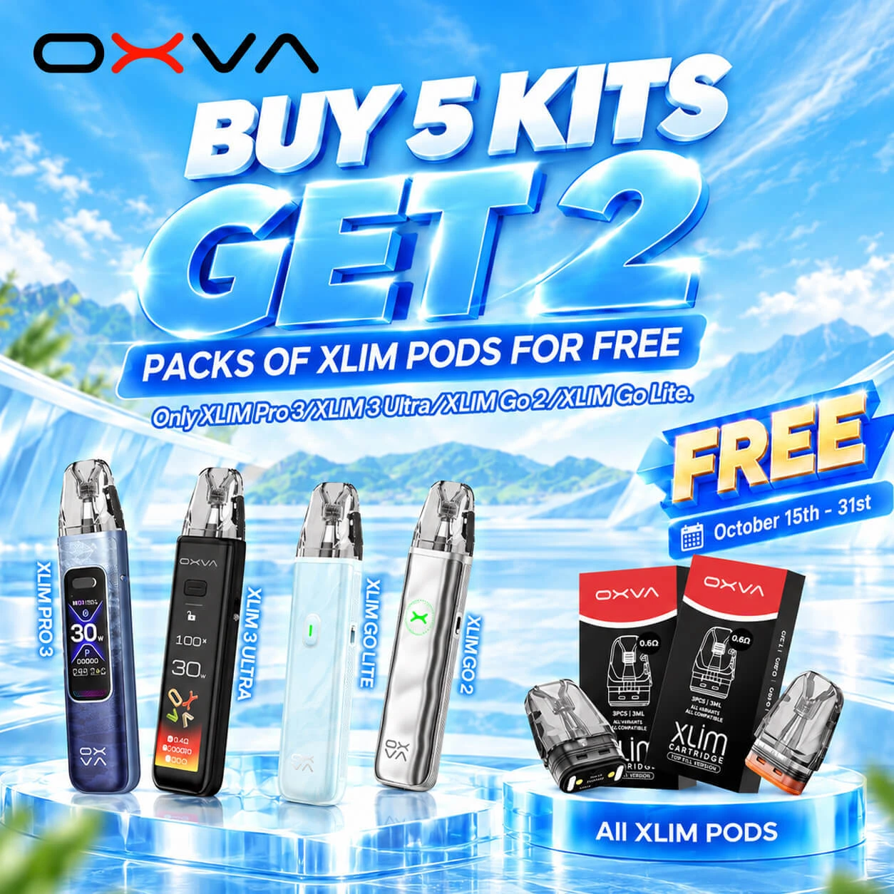 Buy 5 Kits, Get 2 Packs of XLIM Pods for Free