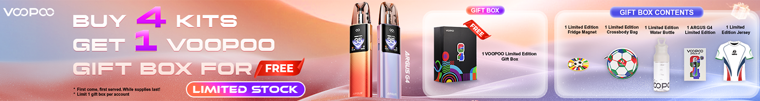 Buy 4 Argus G4 Kits - Get 1 Voopoo FIFA Gift Box FREE (Limit 1 Per Order)
