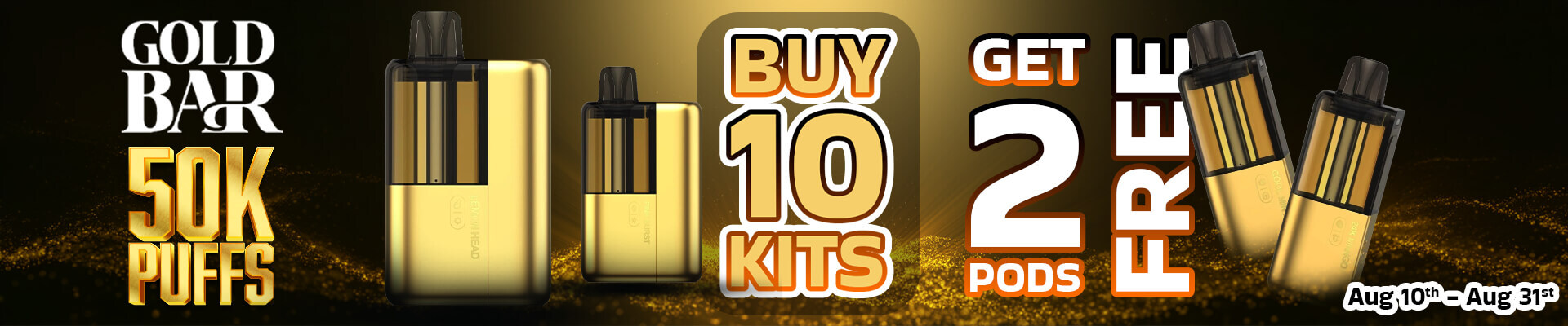 Gold Bar Nixodone 50K: Buy 10 Kits - Get 2 PODS FREE