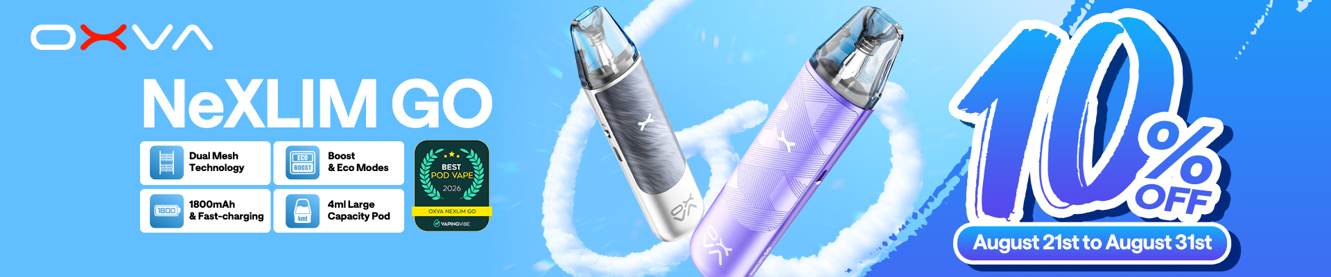 10% OFF - OXVA NeXLIM GO Pod Kit
