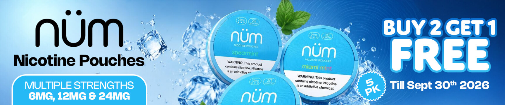 Buy 2 Get 1 free - NUM Nicotine Pouches - 5PK