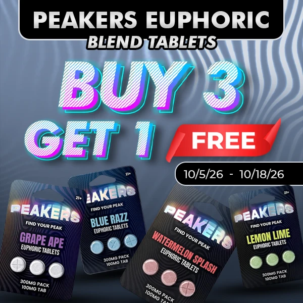 Peakers Euphoric Blend Tablets 300MG-3CT - Buy 3 Get 1 Free