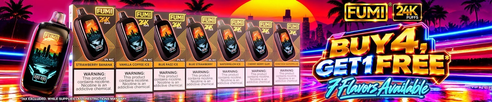 Buy 4 get 1 free - FUMI 24K Puff 5% Disposable