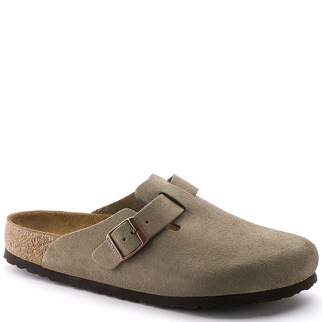 Birkenstock 560771 Women's BOSTON SOFT FOOTBED Clogs Taupe Suede