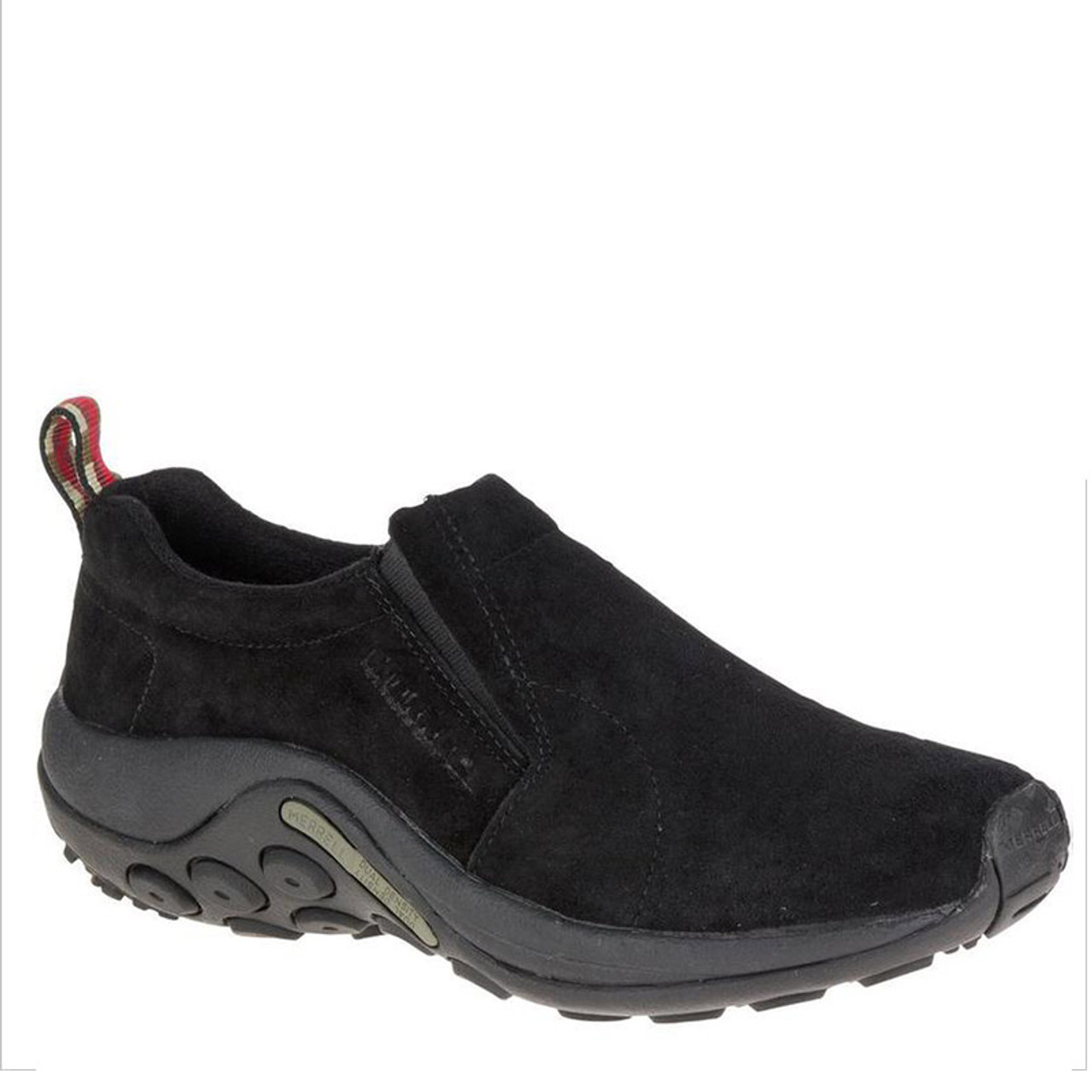 merrell black leather slip on shoes