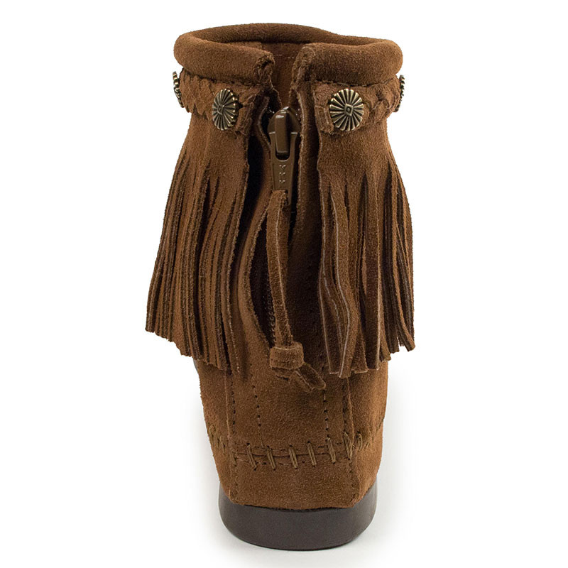 Minnetonka 293 High Top Back Zip Brown Moccasin Boots - Family