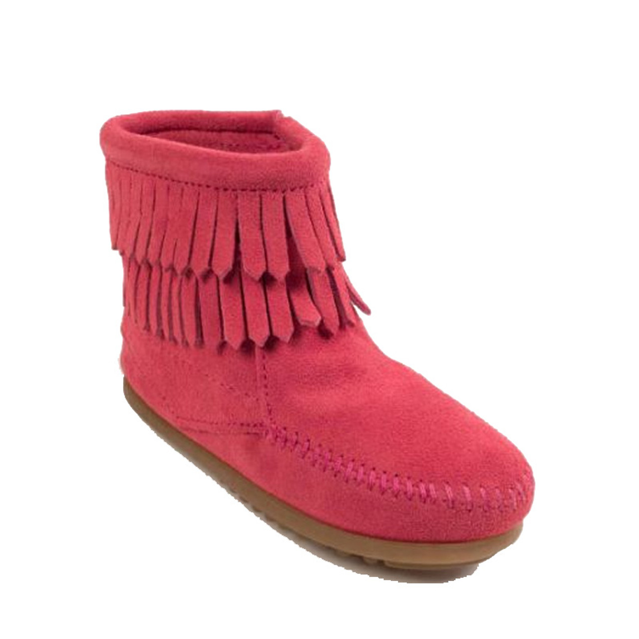 hot pink fringe booties