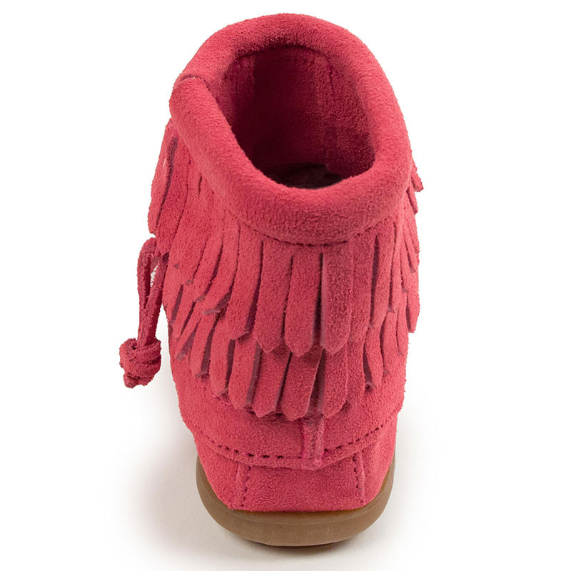 Minnetonka 2295 Kids' DOUBLE FRINGE SIDE-ZIP Hot Pink Boots