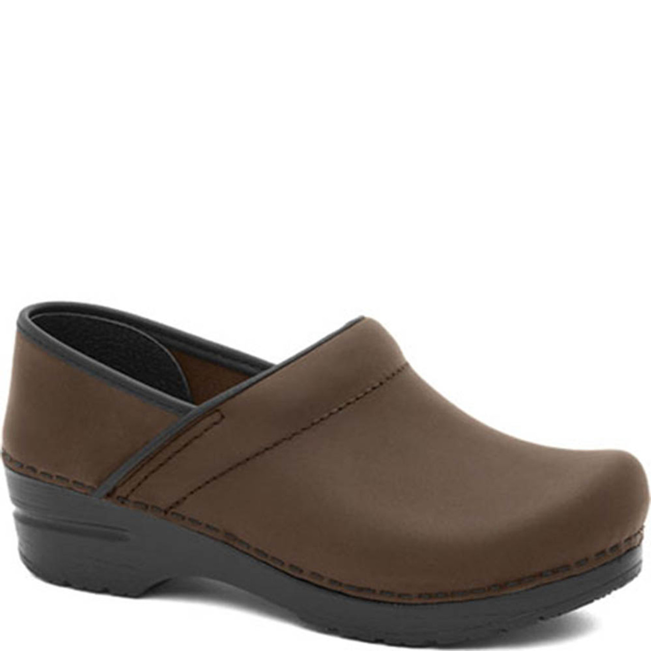 dansko brown oiled leather clogs