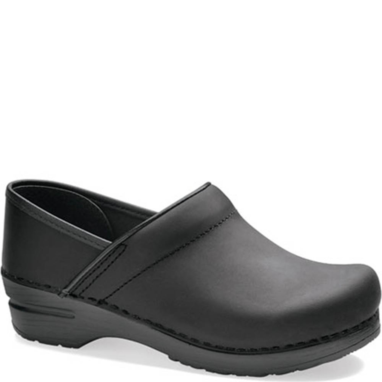 dansko black oiled leather clogs