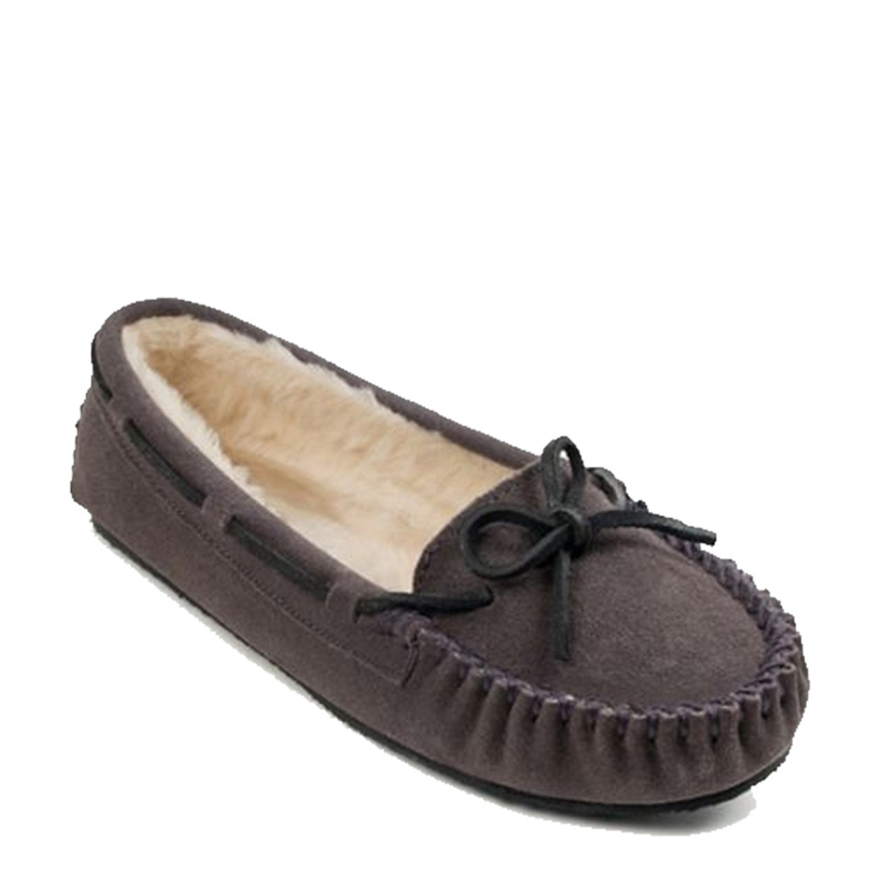 Minnetonka 4015 CALLY Gray Moccasin Slippers - Family Footwear Center