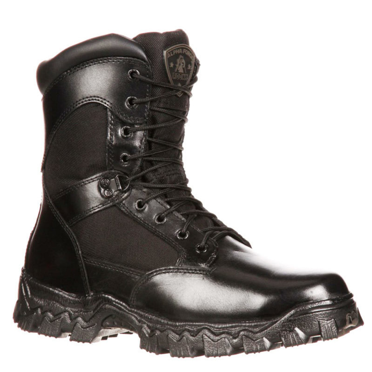 Black tactical shop boots with zipper