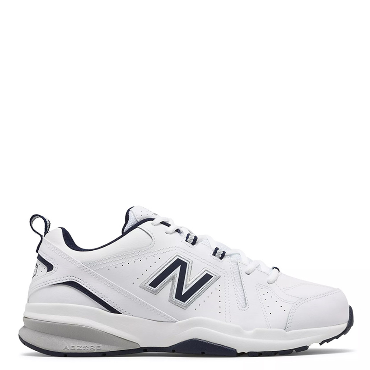 New Balance 608V5 Men's Classic White with Navy Leather Trainers ...
