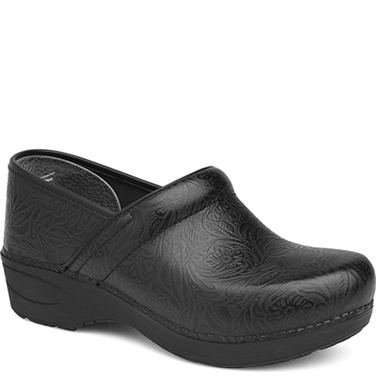 dansko black floral tooled