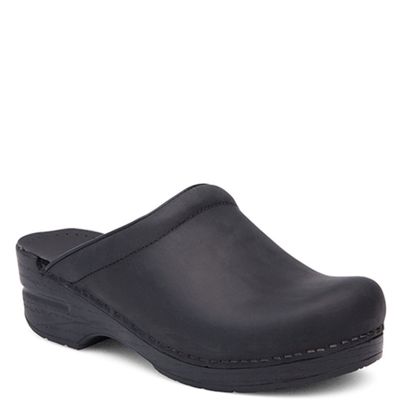 Dansko SONJA BLACK OILED Backless Clogs - Family Footwear Center