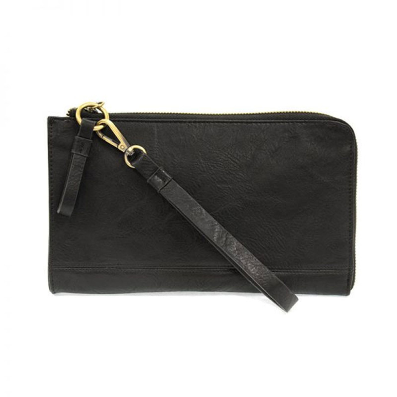 Monogram leather wristlet pouch black – TOTEME