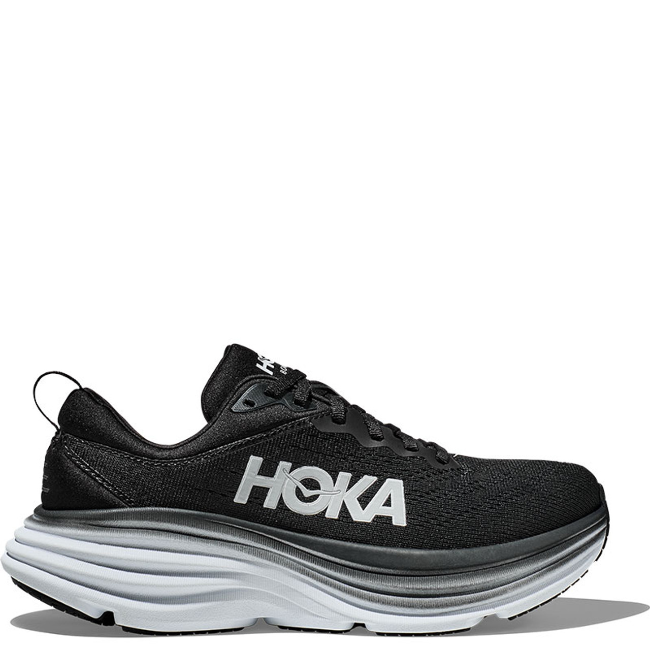 Hoka 1123202 Men's BONDI 8 Road Running Shoes Black White - Family 