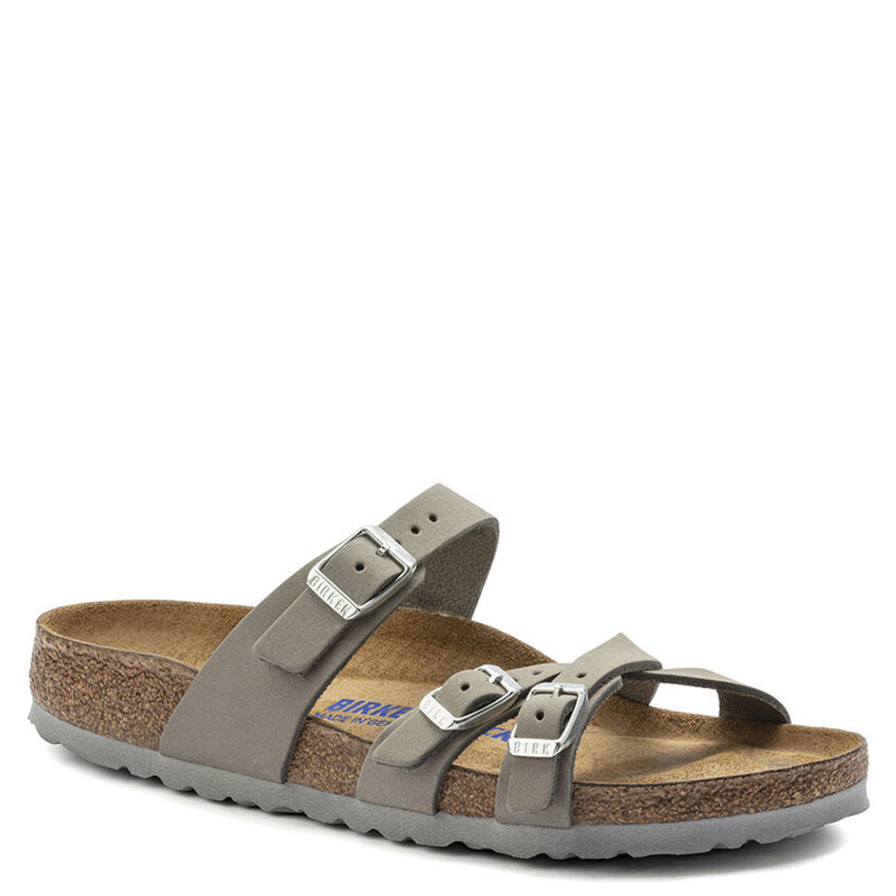 Birkenstock FRANCA SOFT FOOTBED Nubuck Leather Sandals Dove Gray