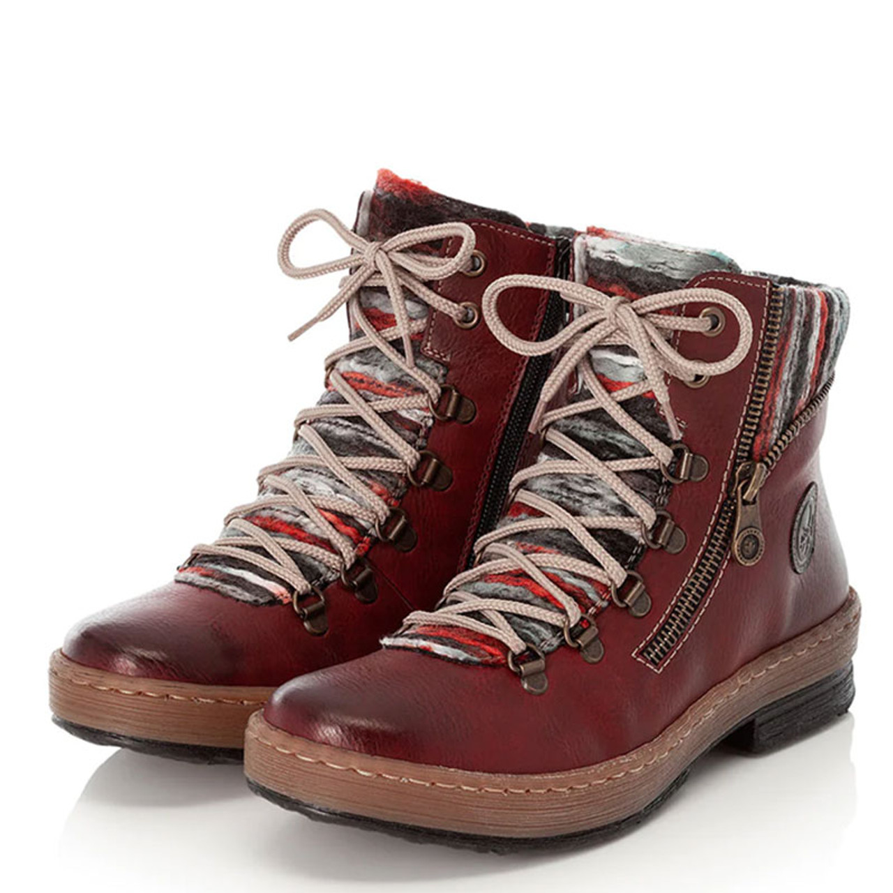 Rieker FELICITAS Red Ankle Boots - Family Footwear Center