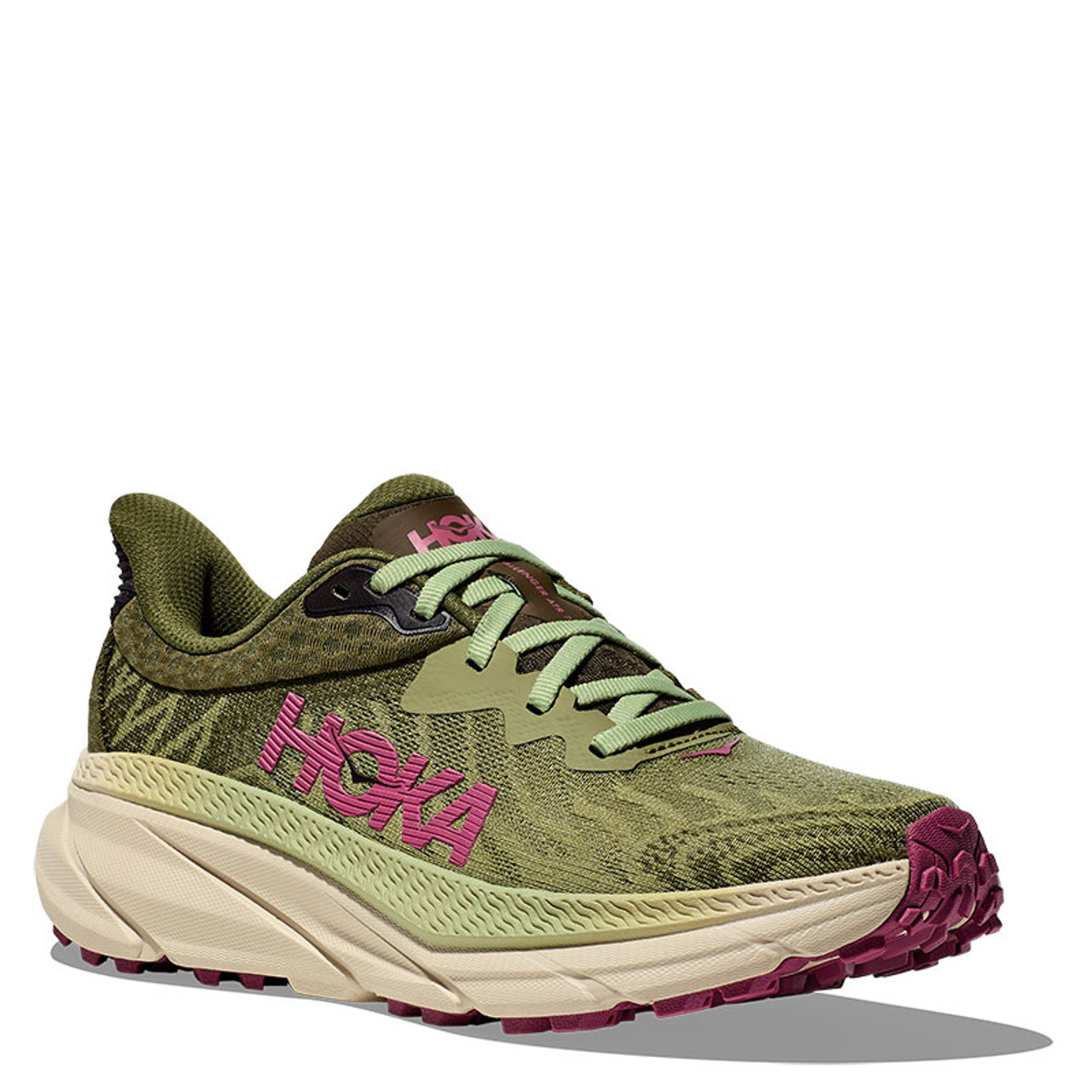 Hoka 1134498 Women's CHALLENGER 7 Trail Running Shoes Forest Floor Beet Root