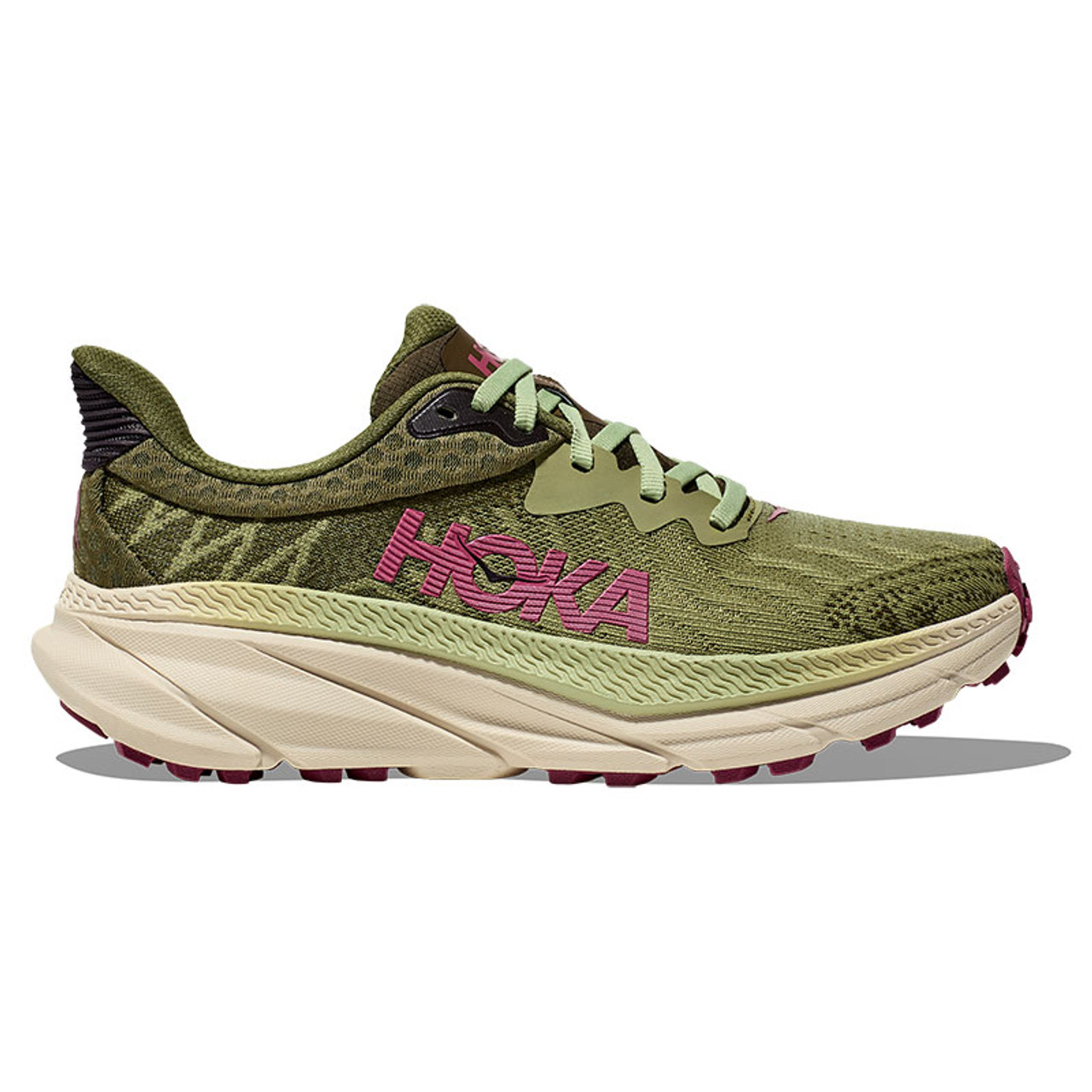 Hoka 1134498 Women's CHALLENGER 7 Trail Running Shoes Forest Floor Beet Root