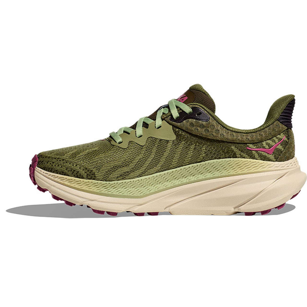 Hoka 1134498 Women's CHALLENGER 7 Trail Running Shoes Forest Floor Beet Root