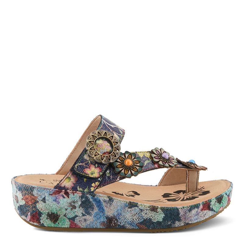 Spring Step Shoes L'ARTISTE BLISSBLOOM Sandals Navy Multi - Family