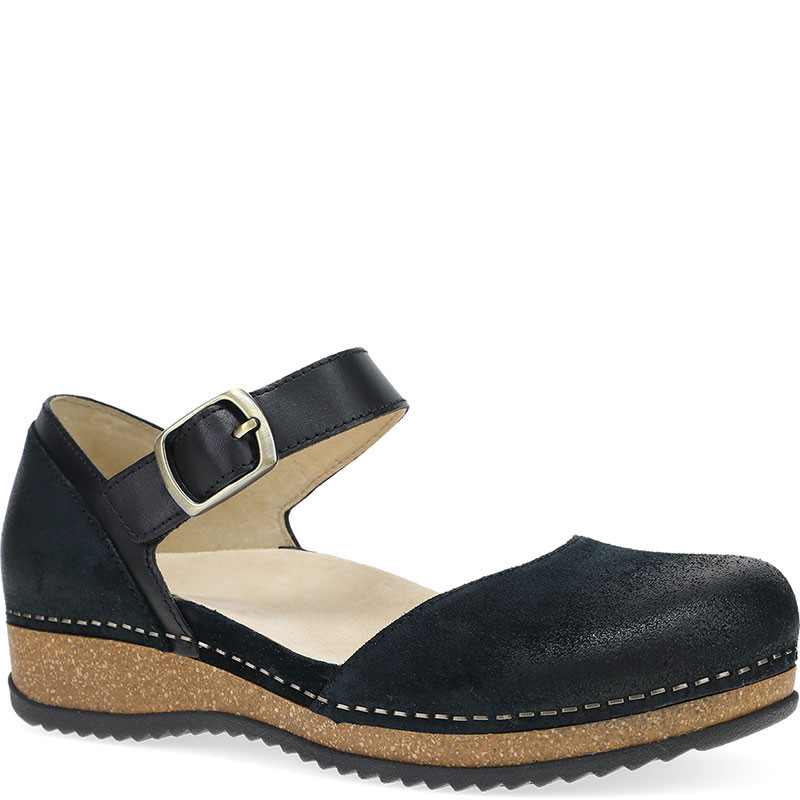 Dansko MAE Black Burnished Suede Mary Janes - Family Footwear Center